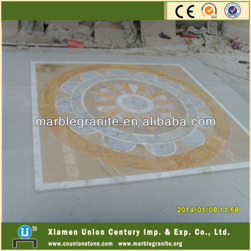 Square blue flower waterjet marble medallion floor