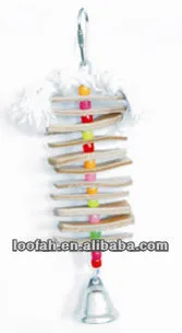 leather pieces with plasic beads bird toys