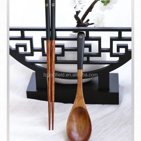 Portable Travel Wooden Tableware Set with Chopsticks and Spoon in Box
