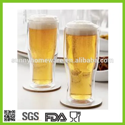 double walled hand blown beer glasses / brand beer glasses / unique beer glasses