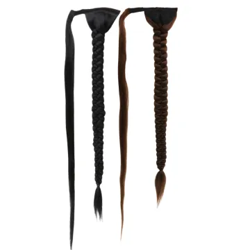 Black Super Long Braided Ponytail ombre color wrap around ponytail synthetic ponytail extensions
