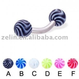 Curved barbell with tornado balls eyebrow ring body piercing jewelry