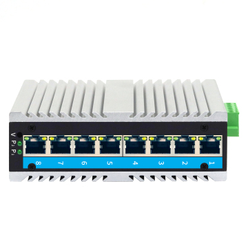 8 porta 10/100 Mbps Din Rail Switch con SNMP, QoS e LACP