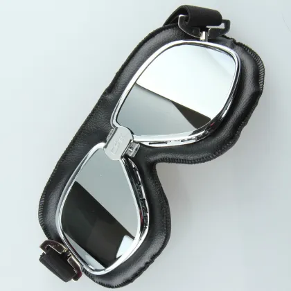 POSSBAY Yellow/Silver Lens Vintage Glasses for Harley Motorcycle Helmet Goggles Scooter Glasses Pilot Cruiser Steampunk