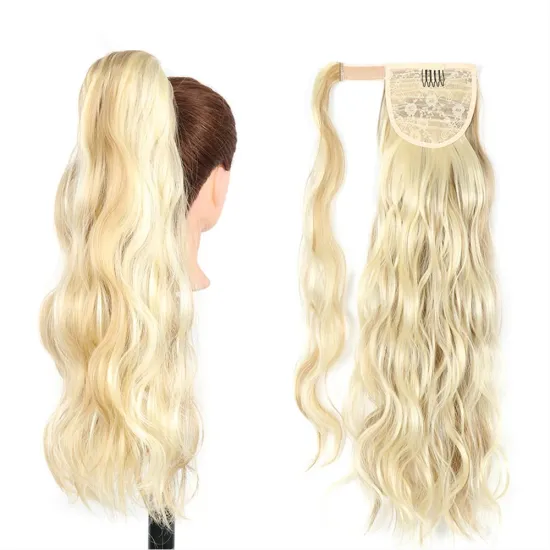 Hot Selling Factory Price For Black Women Crystal Hair Ponytails Wrap Around Clip In Hairpieces Synthetic Ponytail Extensions