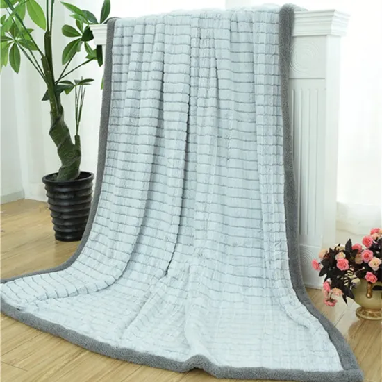 2020 New design 2 layers blanket wholesale flannel with Sherpa blanket