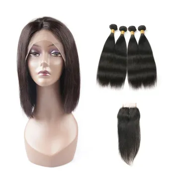 Top quality transparent lace frontal wig,human hair lace front  closure ,brazilian hair bundles with closure