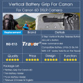 Travor Vertical Battery Grip Holder For Canon 6D DSLR Camera replacement BG-E13 work with LP-E6 battery
