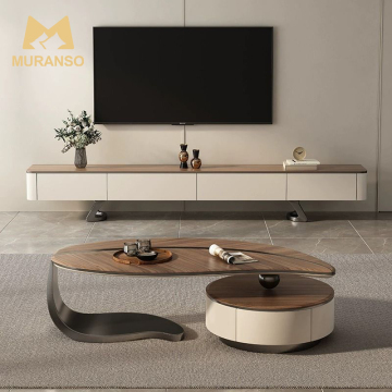 Modern Nordic Wooden Coffee Table with Drawer