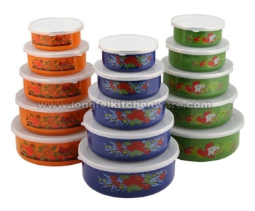 5PCS Storage Bowl With Plastic Cover Dark Color