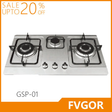 Fvgor GSP-01 Hot sale stainless steel 3 burner stove built in gas hob