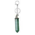 Green Aventurine Hexagonal Prism GunBlack Wizard Cap Pendant Keychain