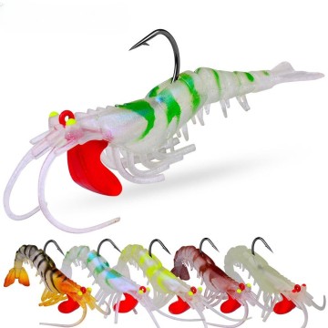 Hot Sale 6g/13g/19g 5 Colors Luminous Eyes Soft Shrimp Fishing Lures Saltwater Sinking Bait