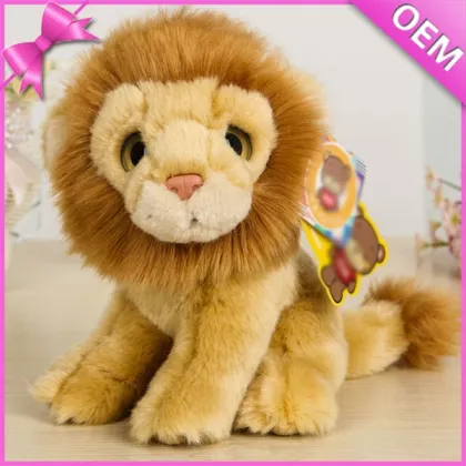Yellow sitting 25cm lion plush toy, stuffed lion toy