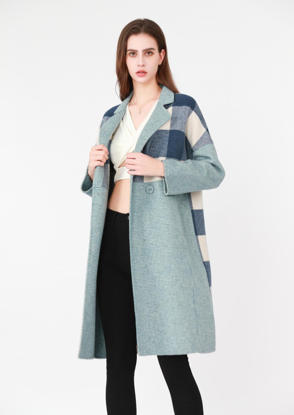 Irregular Plaid Woolen Coat