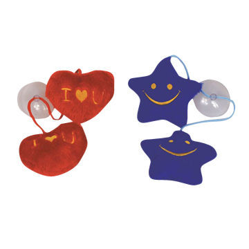 Plush car decorations with embroidery in love and smile shapes