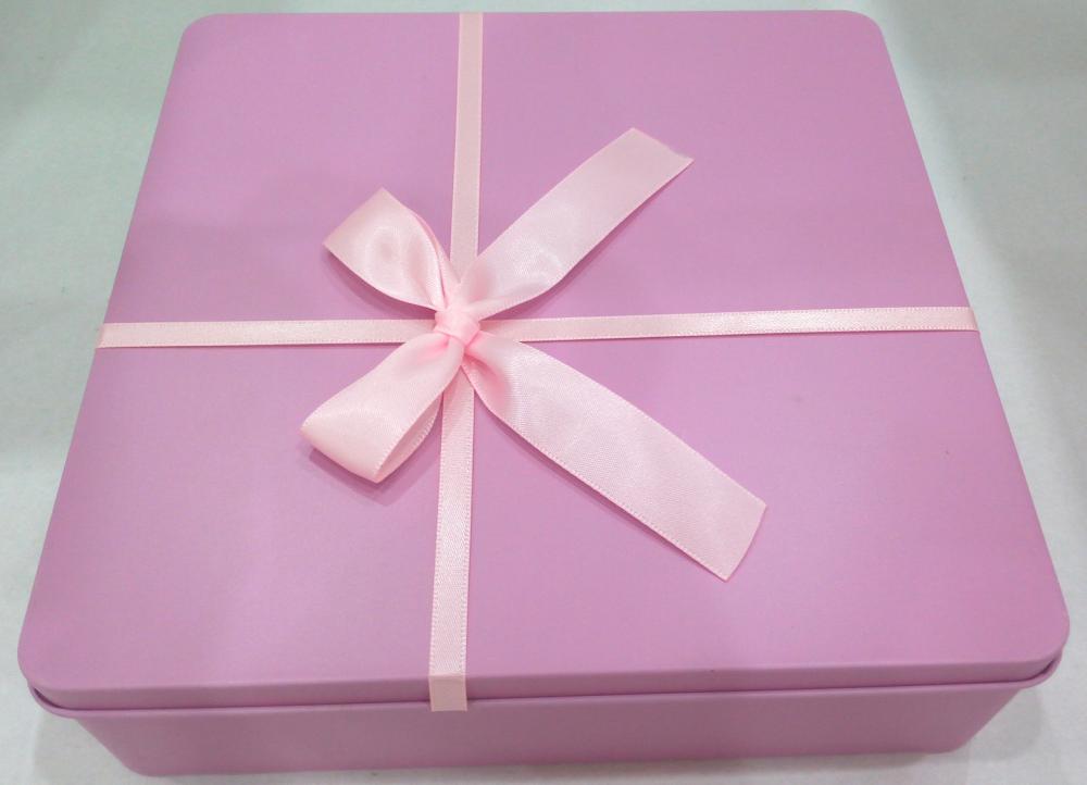 Pink Square Chocolate Metal Tin Box