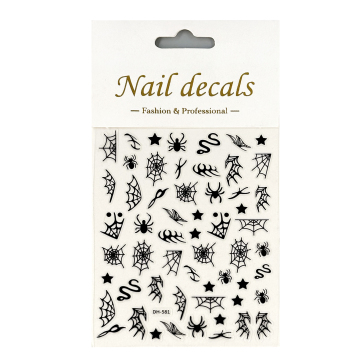 DD DH Series Custom Black Gold Spider Web UV Semi-Cured Gel Nail Stickers for Nail Art