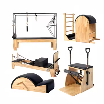 Oak Wood Commercial Fitness Equipment: Pilates Reformer for Strength Training