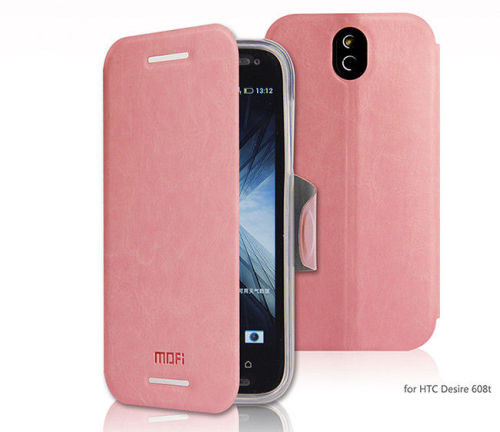 Pink Color Leather Protective Case With Stand For Htc Desire 608t