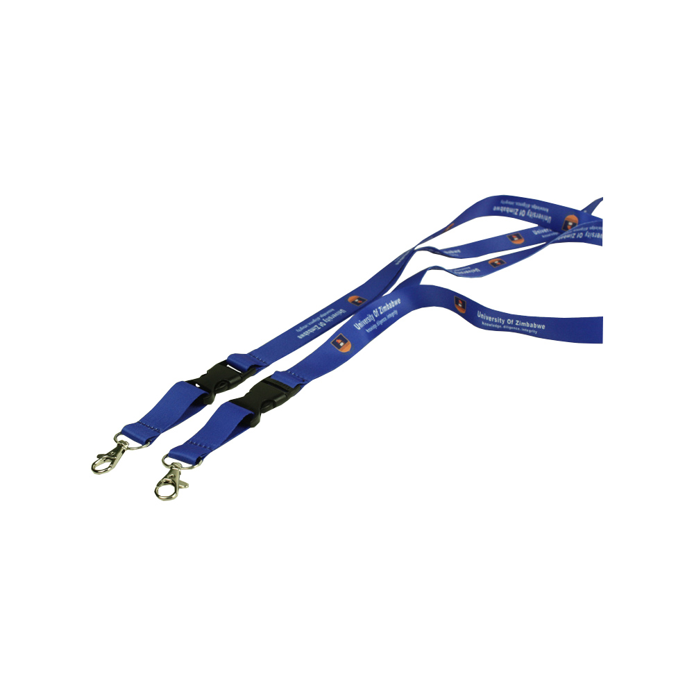Cordón azul personalizado con soporte de cuerda