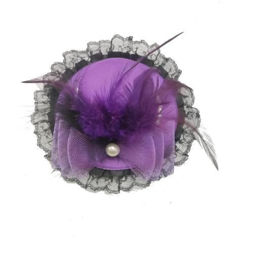 Épingle à cheveux de chapeau violet en plumes chaudes