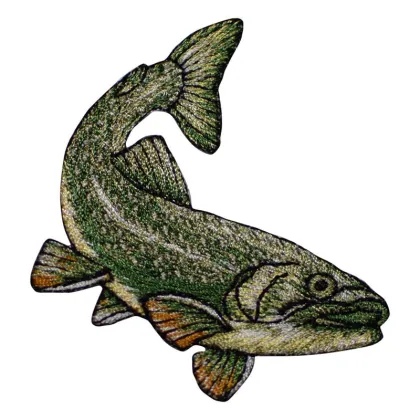 Large Mouth Bass Fish Embroidered Patches