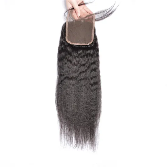 Wholesale price Yaki weave  lace closure 4x4 5x5 6x6 kinky straight hair free part middle part three part closure hair piece