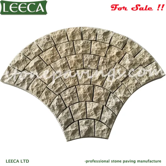 Fan natural stone yellow granite cobblestone paver mats