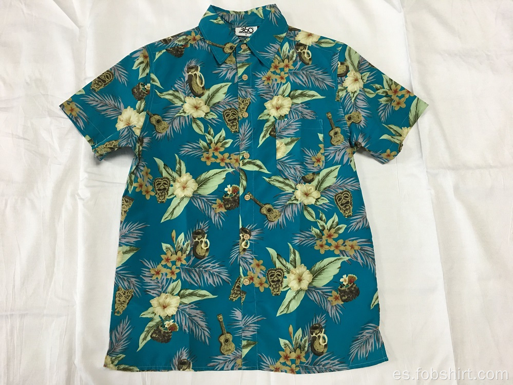 Camisa hawaiana con estampado de poliéster