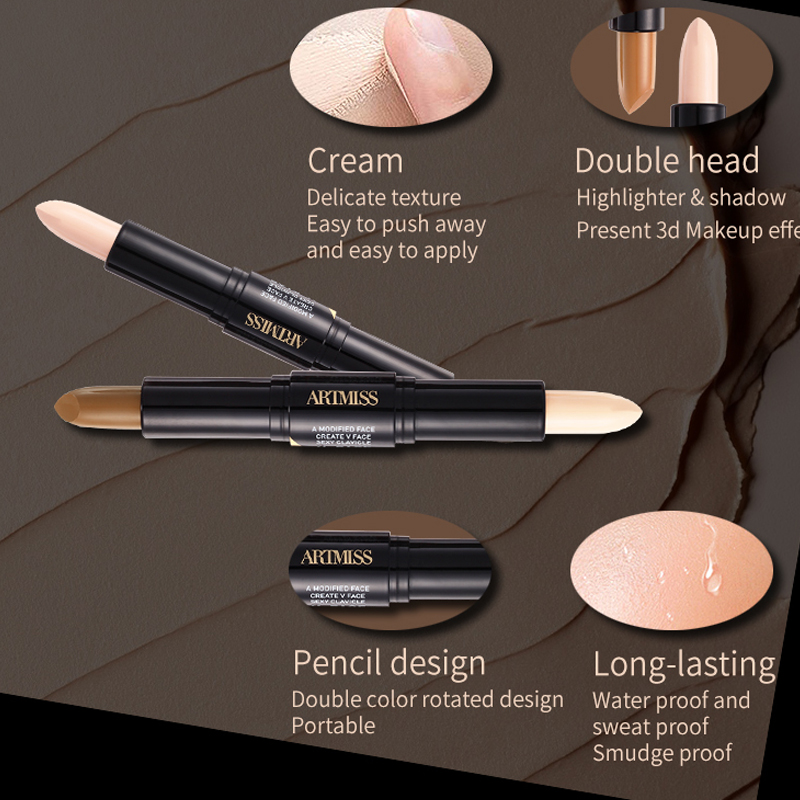 Double Head Concealer Stick Pen Two colors Highlighter Concealer Makeup Contour Foundation Stick