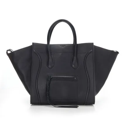 Phantom Black Soft Suede Leather Lining Celine Square Bag With11.8 * 11.1 * 9.5 Inches