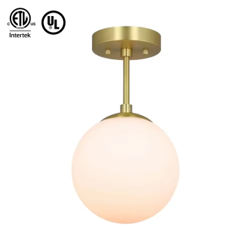 Modern Brass Bedroom Semi Flush Mount Light Pendant Balls Hanging Ceiling Light for Home