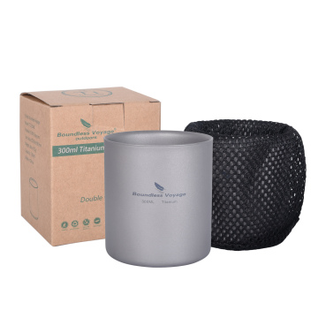 Boundless Voyage 300ml Titanium Insulated Double-Wall Mug for Tea and Coffee - Outdoor Camping Hiking Cup
