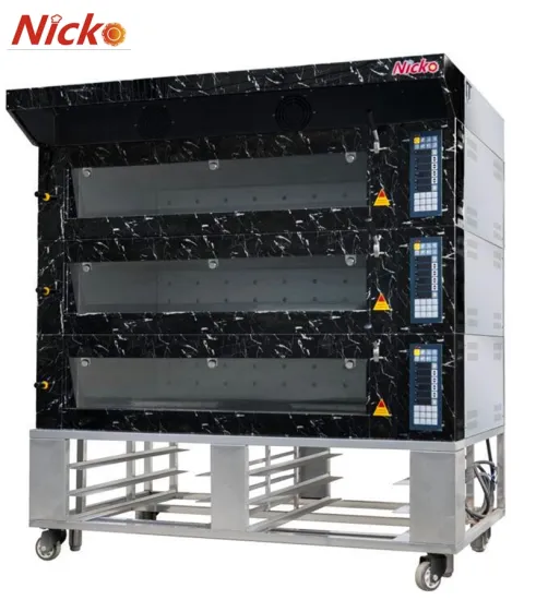 9 Trays Electric Bread Baking Oven, Easy Moving Commercial Bakery Machine Pizza Bread Baking 3 Deck Gas Oven