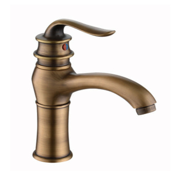 Golden brass durable single-handle basin mixer faucet