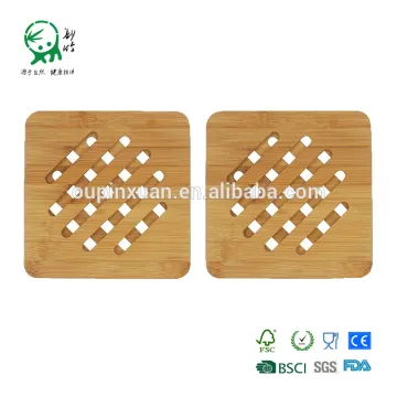 Good quality square natural bamboo hot pad
