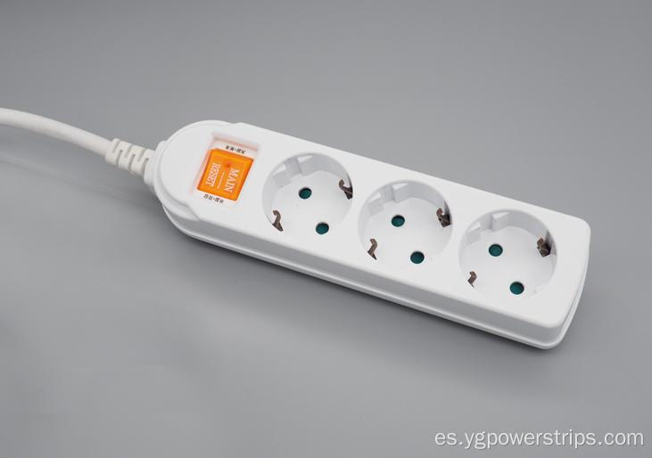 3 outlet de la UE/Alemania Standard Power Strip