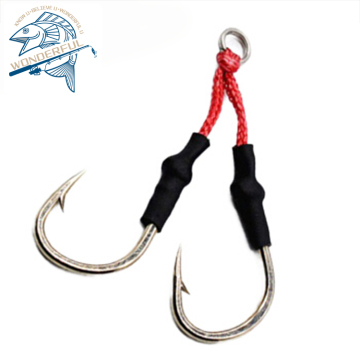 High Carbon Steel Big Game Barbed Jigging Double Assist Line Jigging Hook for Boat Fishing