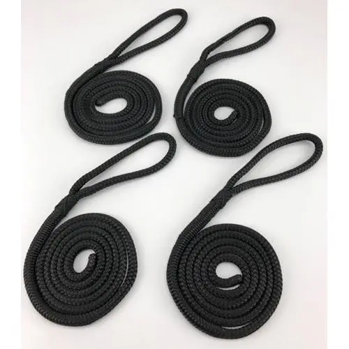 black 3/8'' double braided polyester rope