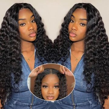 5x5 HD Lace Fechamento Wigs Deep Wave