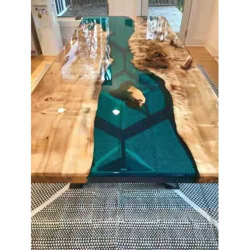 Wood Kitchen Table Home Furniture Direct Solid Walnut Wood Restaurant Kitchen Epoxy Resin Slab Dining River Table Factory