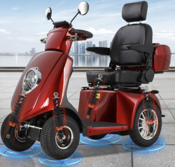 Electric Four-Wheel Mobility Scooter with Magnetic Braking