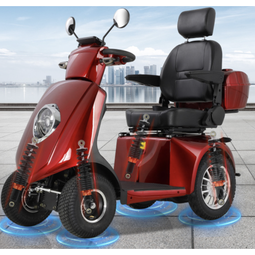 Electric Four-Wheel Mobility Scooter with Magnetic Braking