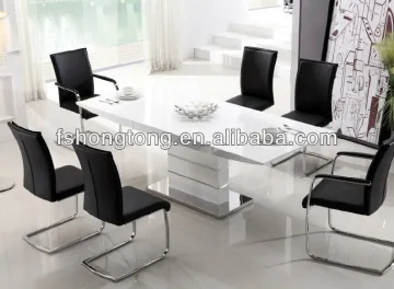 High gloss Top Dining Table with Stainless Steel Legs/stainless steel dining table/home furniture