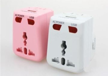 Usb Universal Used Travel Adaptor 110v-250v Iphone / Ipad Charger Two Fuse Surge Protection Electric Plug Adaptor