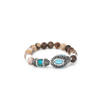 Diamond Clay Turquoise Gemstone Jewelry Crazy Lace Agate Beads Diy Handmade Bracelet