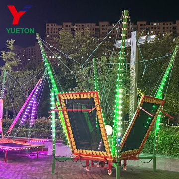 Hot-Sale Portable Mobile Kids Carnival Amusement Park Rides 4 In 1 Jumping Big Bungee Trampoline With Trailer Mounted LED Light