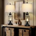 Industrial USB-C Outlet Bedside Lamps Set 2