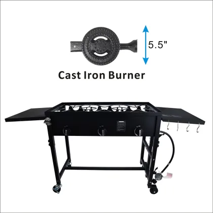 Outdoor Three burner stove with wheels